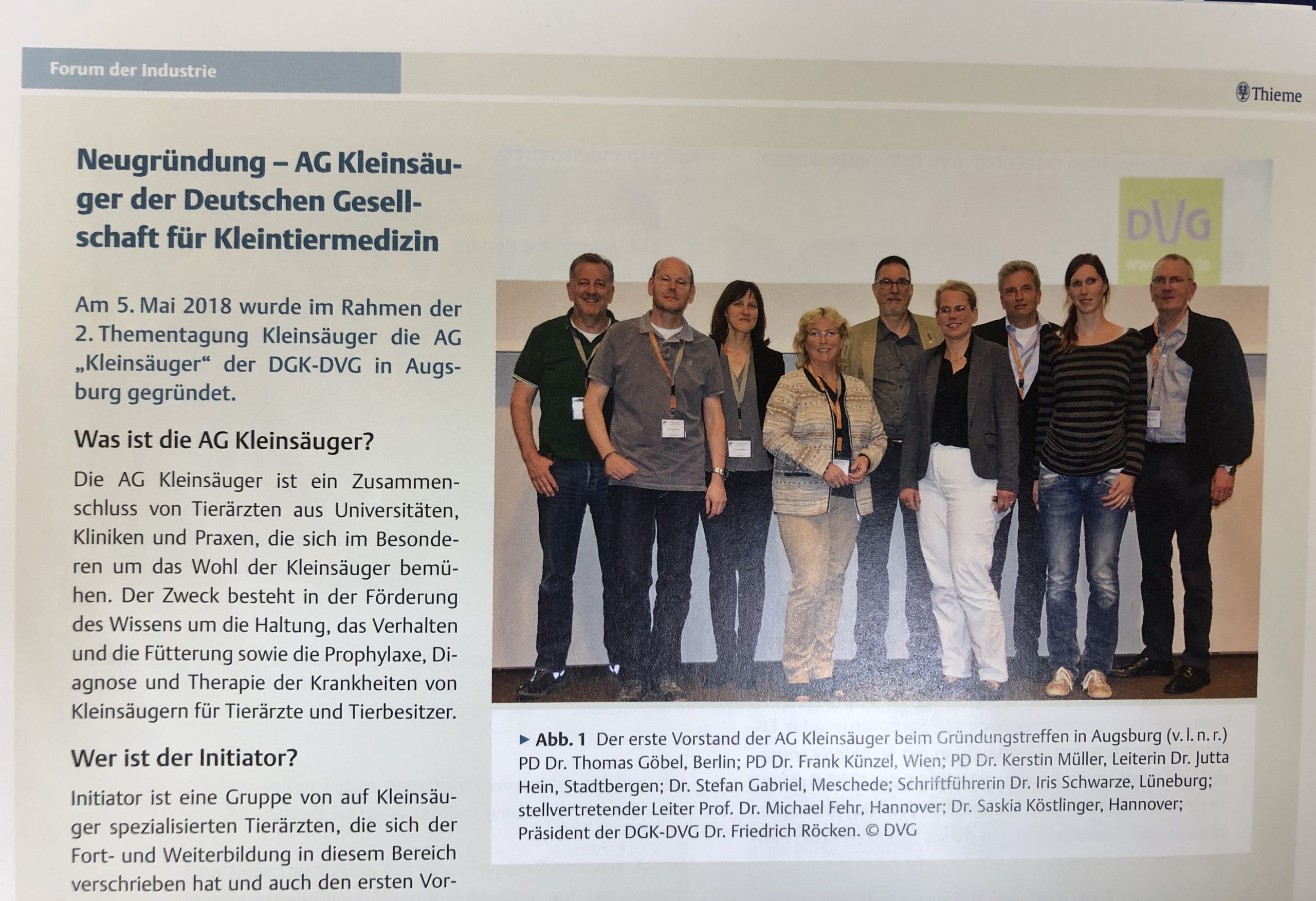 Neugründung  – AG Kleinsäuger der Deutschen Gesellschaft für Kleintiermedizin.