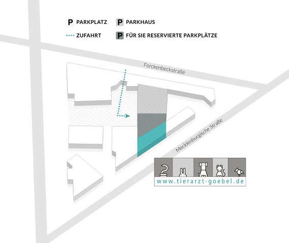 Parkplätze direkt hinter der Praxis